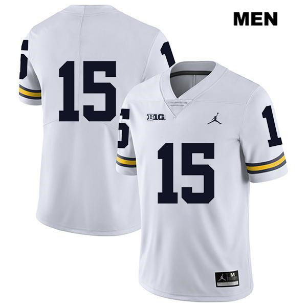 Men's NCAA Michigan Wolverines Giles Jackson #15 No Name White Jordan Brand Authentic Stitched Legend Football College Jersey CI25G01FX